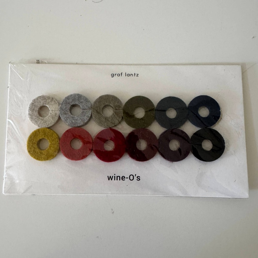 Graf Lantz Wine O's Merino Wool Felt Wine Charms Set of 12 Multicolor USA Made